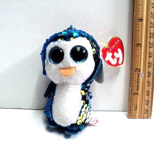 TY Flippables Payton the Penguin Key Clip Color Changing Sequins 3 3/4" High